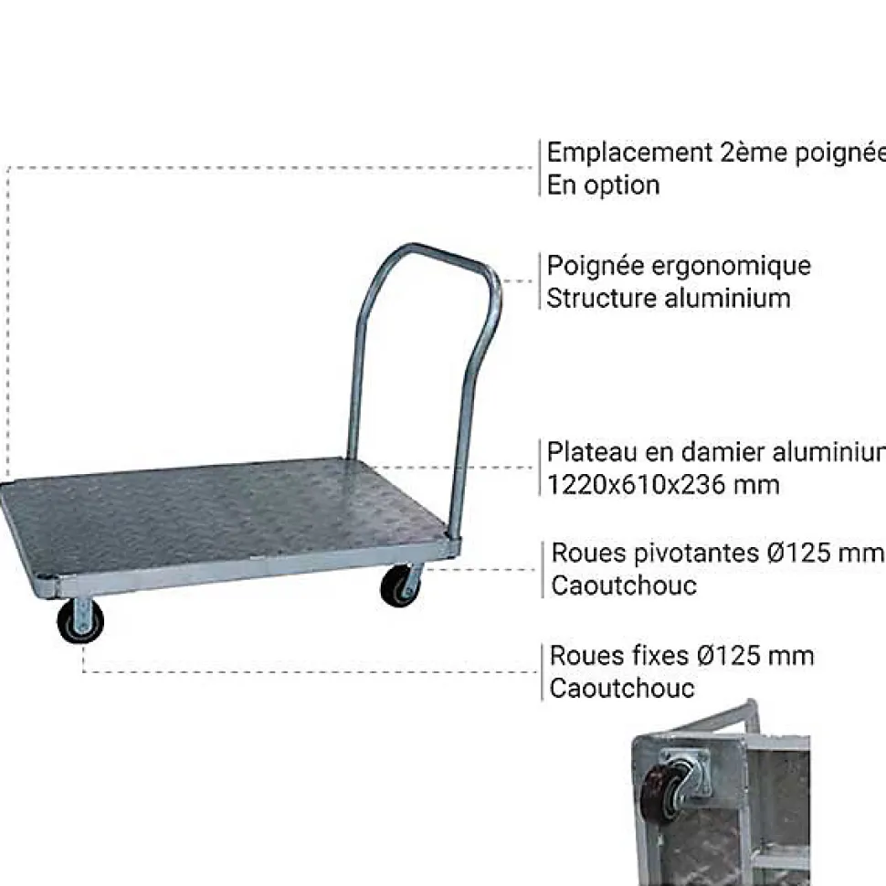Chariot en aluminium - Plateau de 1220 x 610mm - Capacité 900kg - AF2448