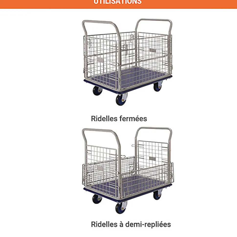 Chariot grillagé - Charge max 400 kg - 805007285