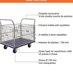Chariot grillagé - Charge max 400 kg - 805007285