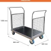 Chariot grillagé 2 côtés - Plateau 800x600mm - Charge max 500kg - CHP2T3