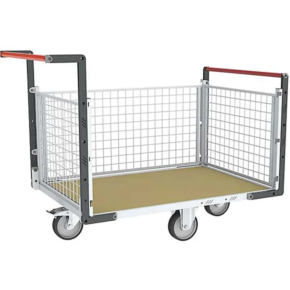 Chariot grillagé 3 côtés - Plateau 1075x710mm - Roues losange - Charge max 500kg - 806724744