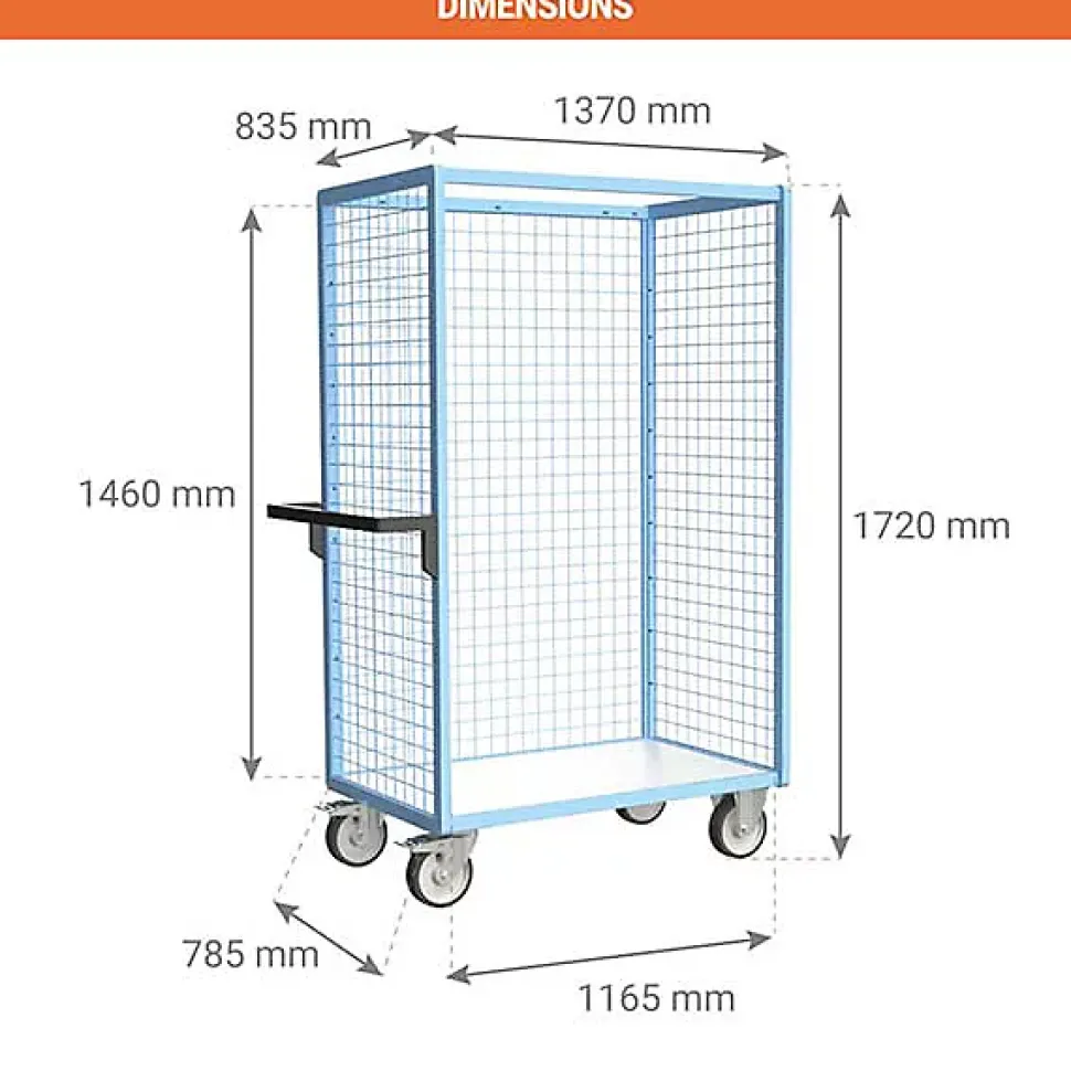 Chariot grillagé sans toit - Plateau 1165x785mm - Charge max 500kg - 880725232