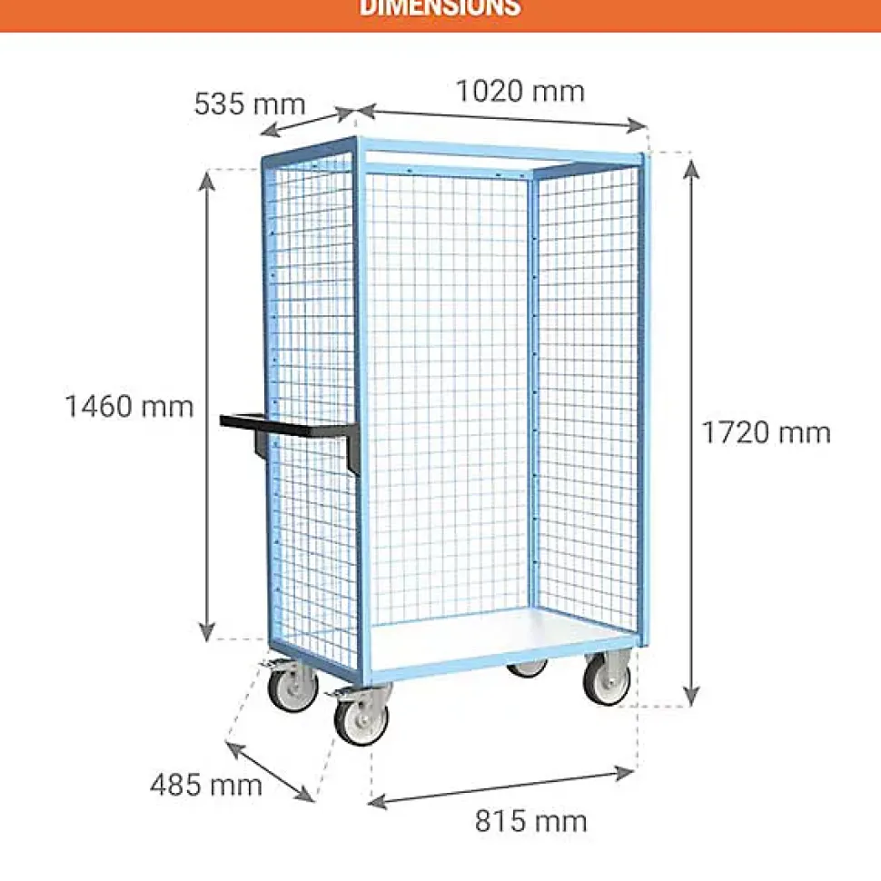 Chariot grillagé sans toit - Plateau mélaminé 815x485mm - Charge max 500kg - 880725212