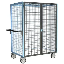 Chariot grillagé verrouillable non marquant - Plateau bois mélaminé 1165x785mm - Charge max 500kg - 880725233