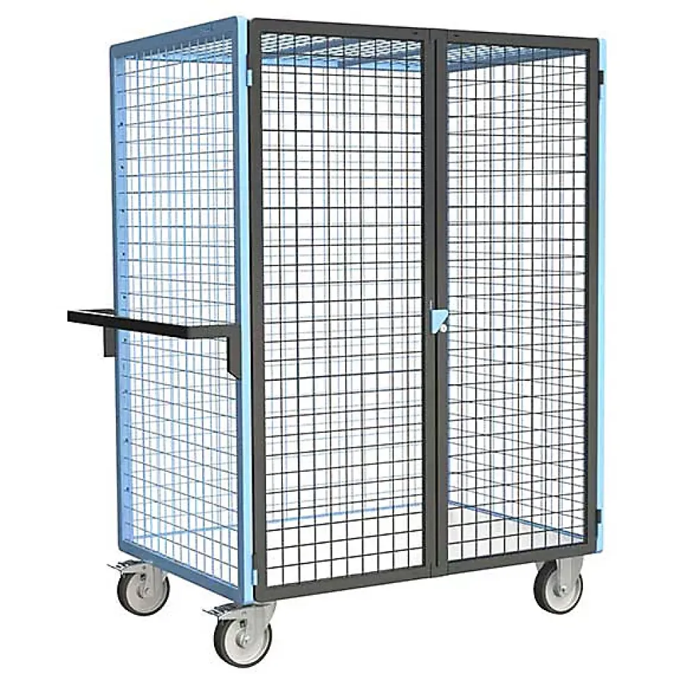 Chariot grillagé verrouillable non marquant - Plateau bois mélaminé 1165x785mm - Charge max 500kg - 880725233