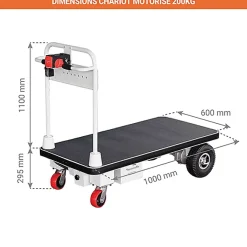 Chariot manutention motorisé - Plateau 1000x600mm - Charge max 200kg - Commerces, industrie et logistique - PM30R/1