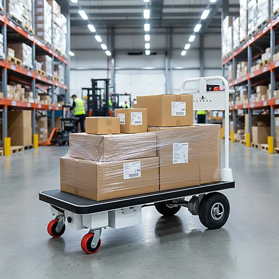 Chariot manutention motorisé - Plateau 1000x600mm - Charge max 200kg - Commerces, industrie et logistique - PM30R/1