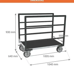 Chariot modulable à tube 2 ridelles - Plateau antidérapant 1005x555mm - Charge 500kg - 806724533
