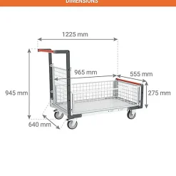 Chariot modulable grillagé - Bac 965x555mm - Charge max 250kg - 806724246