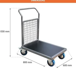 Chariot modulable grillagé - Plateau 800x600mm - Charge max 500kg - CHP1T3
