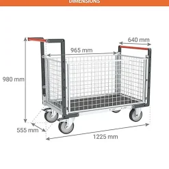 Chariot modulable grillagé 4 côtés - Plateau antidérapant 965x555mm - Charge max 500kg - 806724565