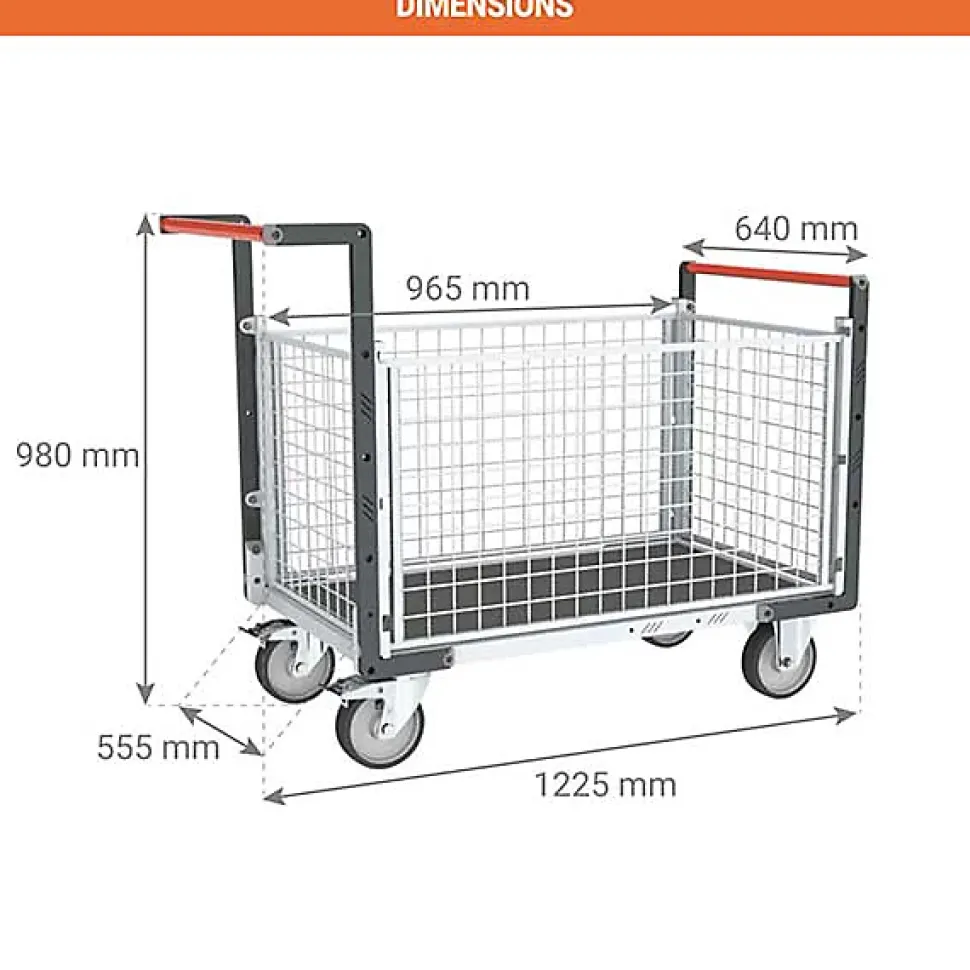 Chariot modulable grillagé 4 côtés - Plateau antidérapant 965x555mm - Charge max 500kg - 806724565