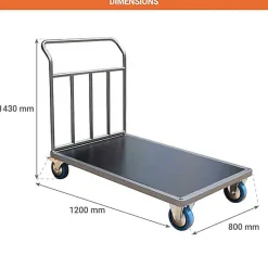 Chariot modulable renforcé - Plateau 1200x800mm - Charge max 500kg - CHG1T2
