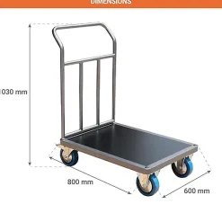 Chariot modulable renforcé - Plateau 800x600mm - Charge max 500kg - CHP1T2