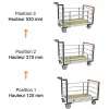 Chariot modulaire 2 dossiers et 2 ridelles réglables - Plateau 1075x710mm - Capacité 500kg - 806724615