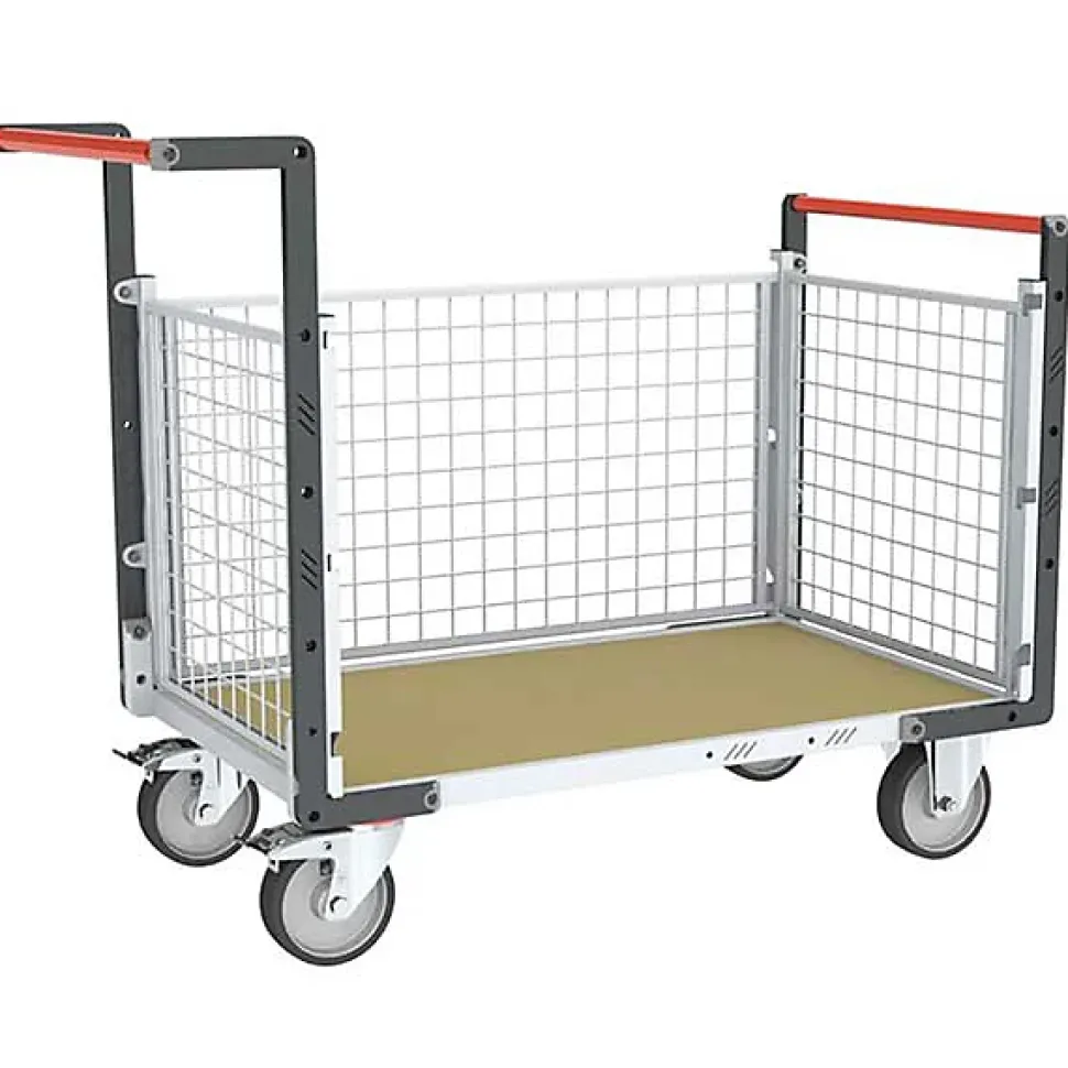 Chariot modulaire grillagé 3 côtés - Plateau bois médium 1075x735mm - Charge max 500kg - 806724644