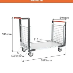 Chariot modulaire grillagé avec 2 côtés - Plateau 815x500mm - Charge max 250kg - 806724142