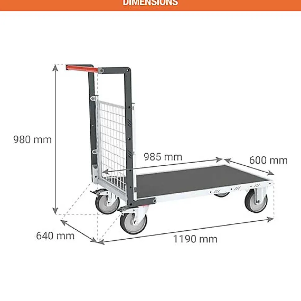 Chariot modulaire grillagé 1 côté - Plateau antidérapant 985x600mm - Charge max 500kg - 806724561