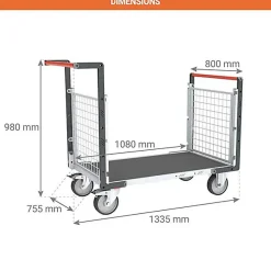 Chariot modulaire grillagé 2 côtés - Plateau antidérapant 1080x755mm- Charge max 500kg - 806724662