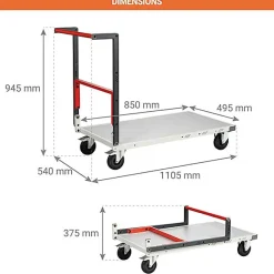 Chariot pliable - Plateau 850x495mm - Charge max 250kg - Chariot de manutention livré monté - 806721111