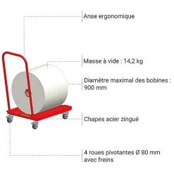 Chariot porte bobine - Charge max 150kg - 300770