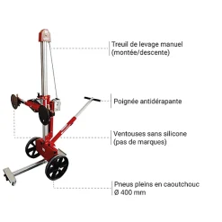 Chariot porte vitres à ventouse - Charge max 150kg - 717100