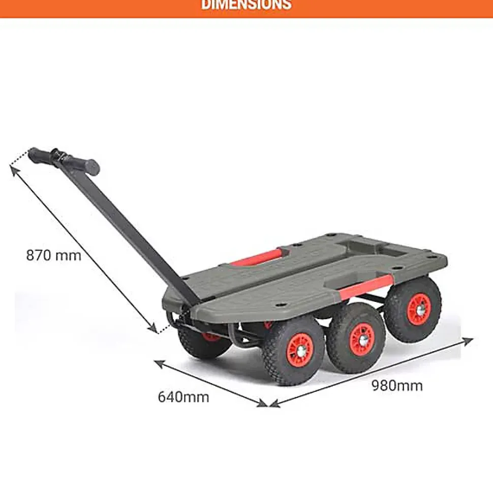 Chariot tout terrain sans ridelle - Roues pneumatiques - Charge max 250kg - M-SUPERHOND-LB