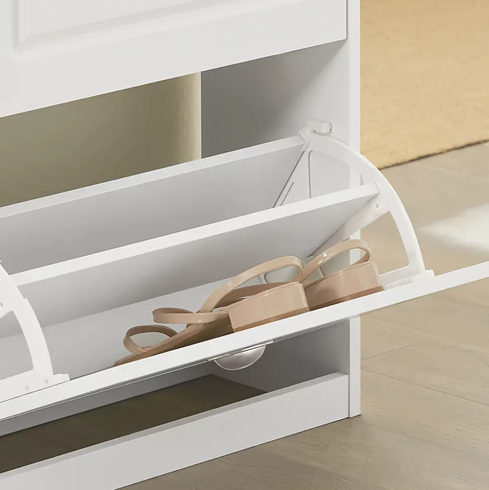 Chaussures Armoire à Chaussures Commode à Chaussures 4 abattants, FSR79-W, SoBuy