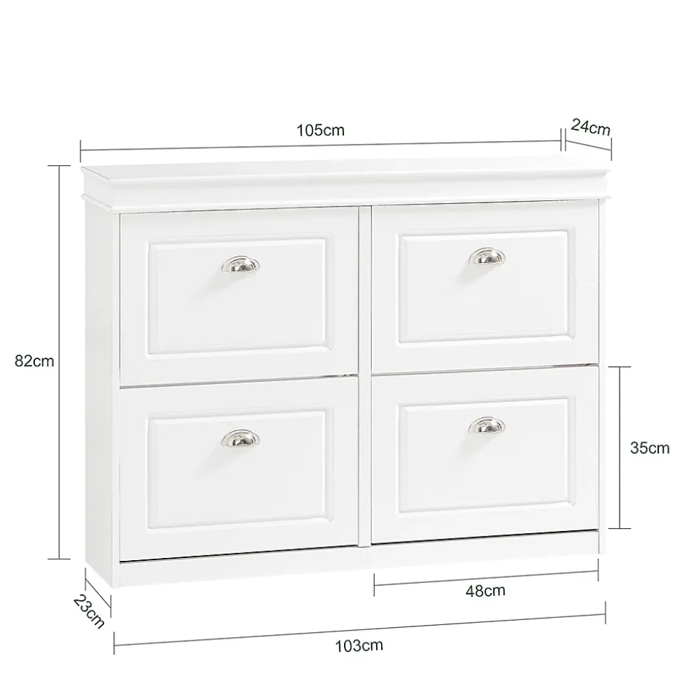 Chaussures Armoire à Chaussures Commode à Chaussures 4 abattants, FSR79-W, SoBuy