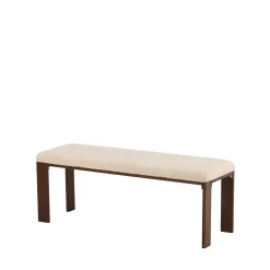 Chester - Banc en tissu bouclette et bois L120cm - Écru