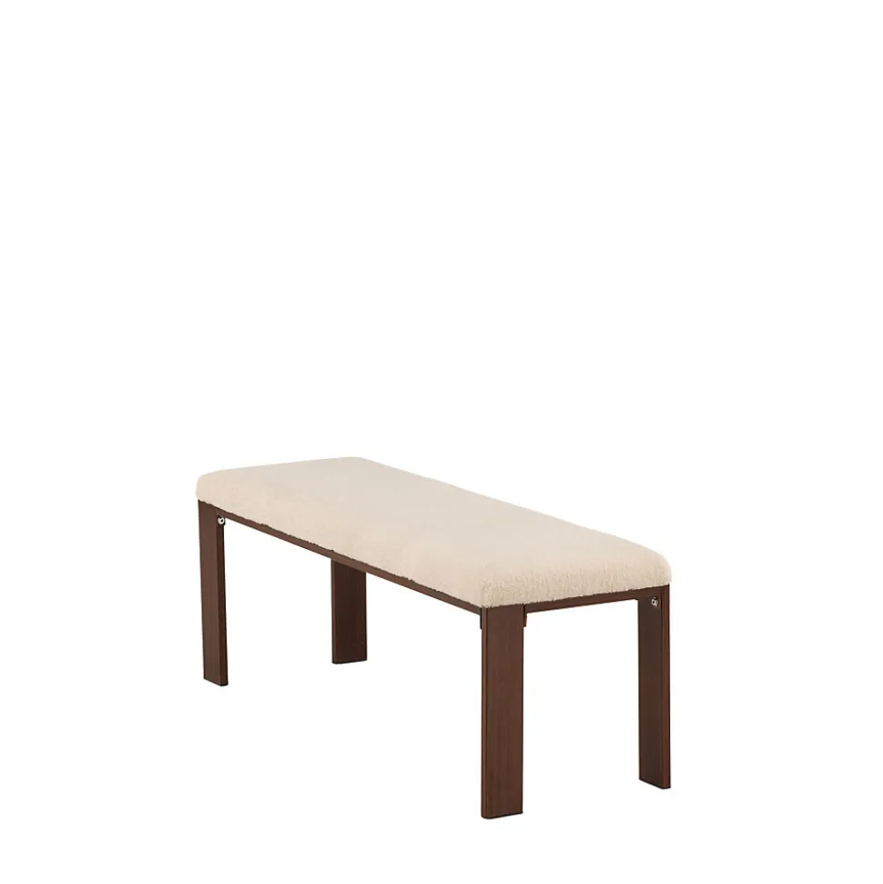 Chester - Banc en tissu bouclette et bois L120cm - Écru