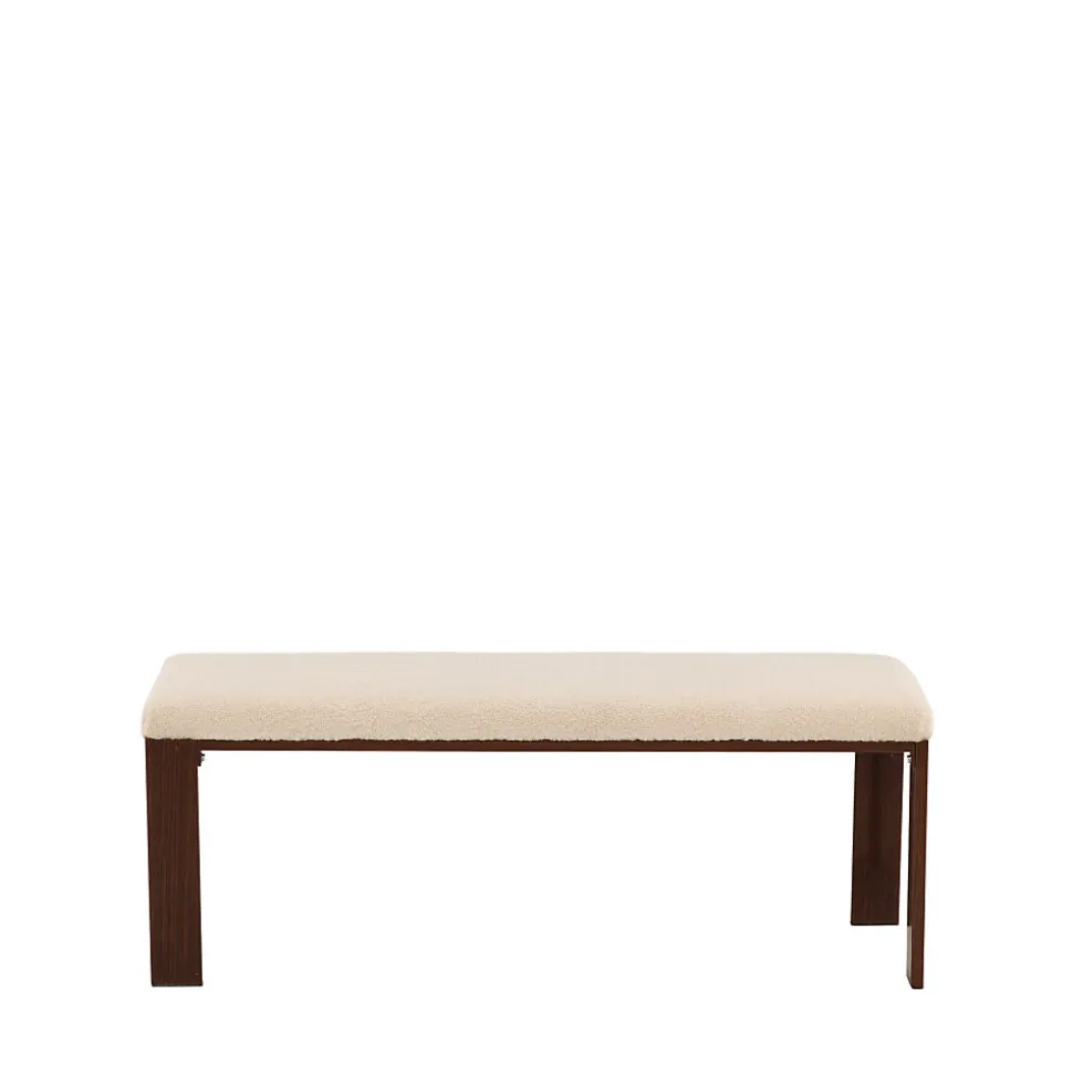 Chester - Banc en tissu bouclette et bois L120cm - Écru