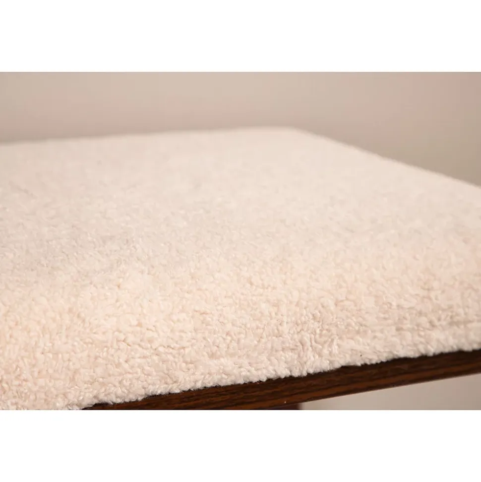 Chester - Banc en tissu bouclette et bois L120cm - Écru