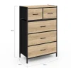 Chiffonnier 5 tiroirs en tissu UTAH 60 cm commode semainier design industriel