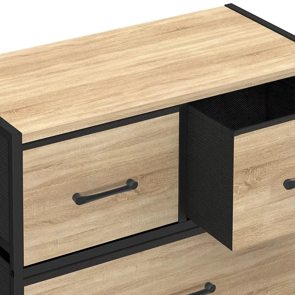 Chiffonnier 5 tiroirs en tissu UTAH 60 cm commode semainier design industriel