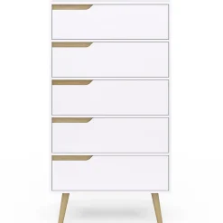 Chiffonnier 5 tiroirs HELSINKI 60 cm scandinave blanc commode semainier