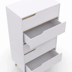Chiffonnier 5 tiroirs HELSINKI 60 cm scandinave blanc commode semainier