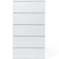 Chiffonnier 5 tiroirs TOMI 60 cm commode semainier bois blanc