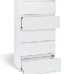 Chiffonnier 5 tiroirs TOMI 60 cm commode semainier bois blanc