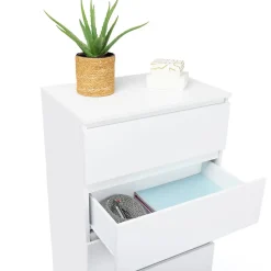 Chiffonnier 5 tiroirs TOMI 60 cm commode semainier bois blanc