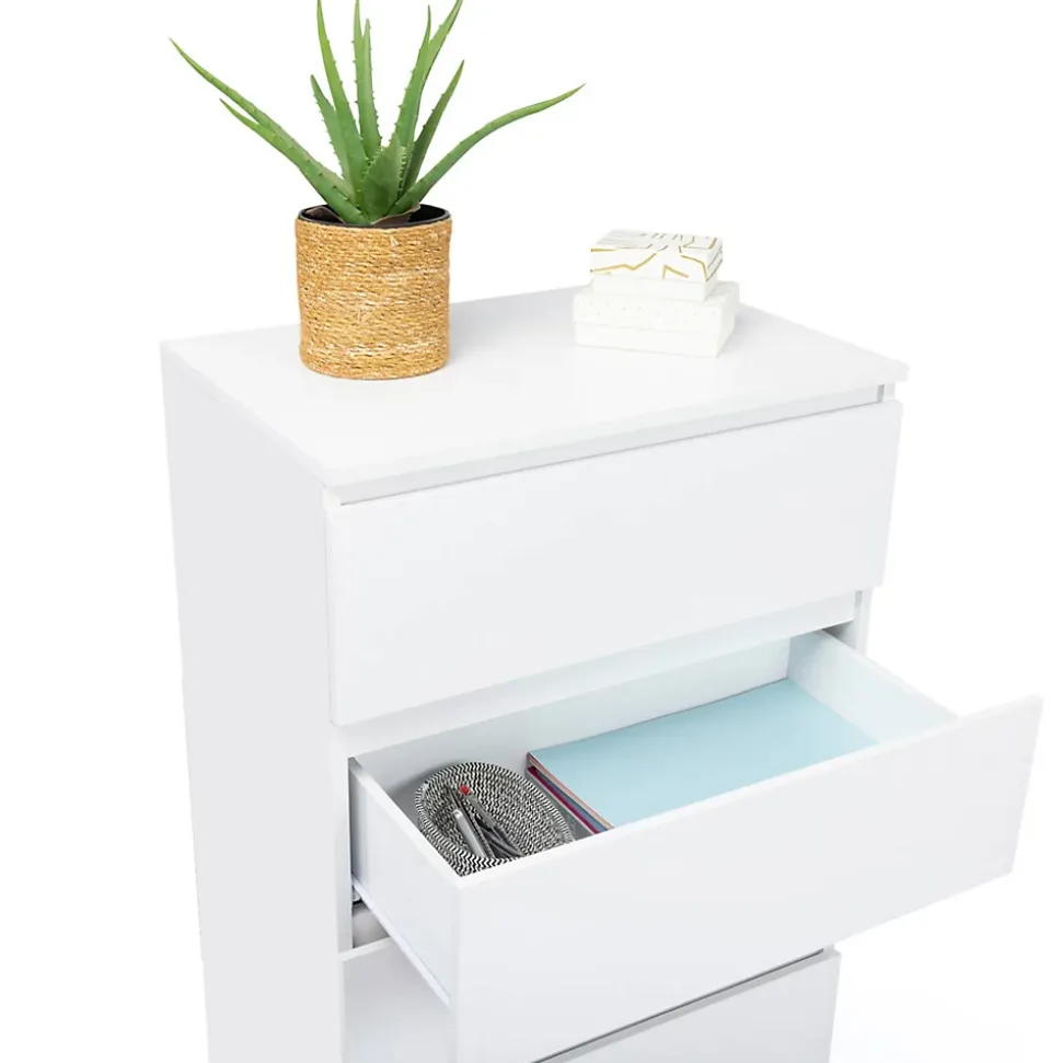 Chiffonnier 5 tiroirs TOMI 60 cm commode semainier bois blanc