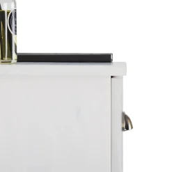 Chiffonnier COLMAR en pin massif lasuré blanc, avec 6 tiroirs