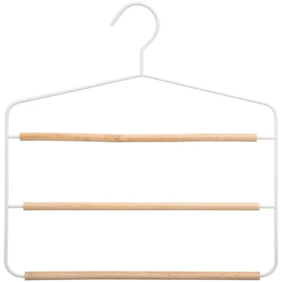 Cintre 3 pantalons en métal/bois - Blanc - 5five