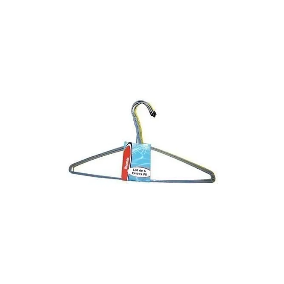 Cintre fil plastifié - THOMAS - 41 cm - Lot de 6 - Métal - Noir/Bleu - Contemporain