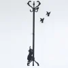 Cintre mural en fer Roméo et les oiseaux avec boutons en bois, Design décoratif Made in Italy 30x130 cm, Style romantique