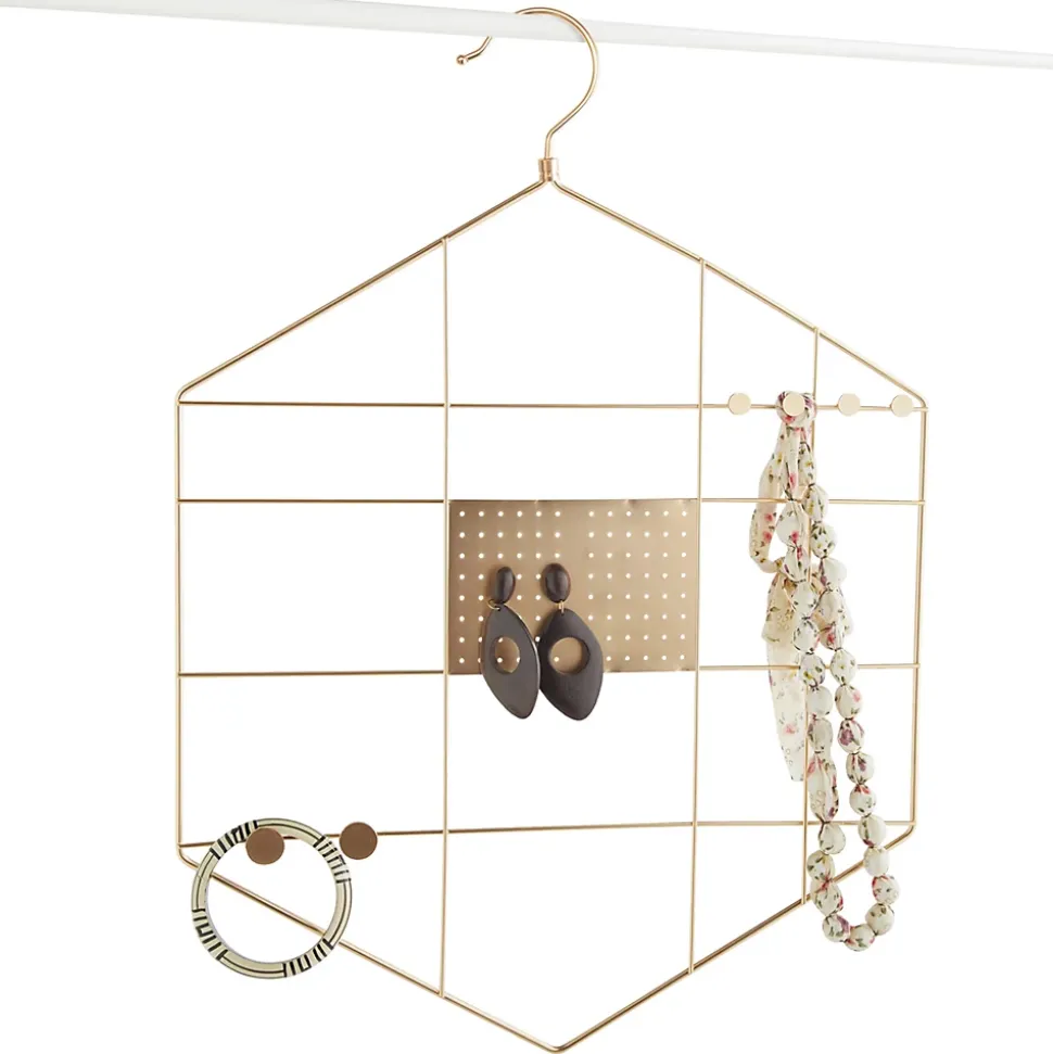 Cintre porte-bijoux et accessoires en métal Box & Beyond doré