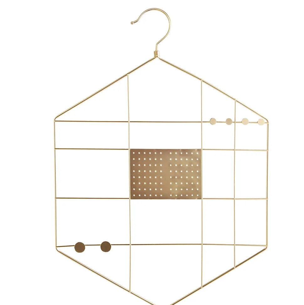 Cintre porte-bijoux et accessoires en métal Box & Beyond doré
