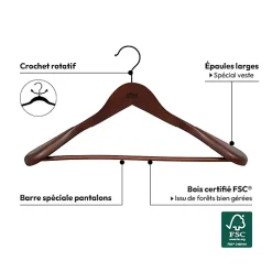 Cintre pour veste en bois foncé - Marron tonka- 5five