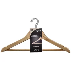 Cintres en bois - FIVE - Lot de 4 - Beige - 45 cm - Type manteau