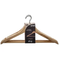 Cintres en bois - FIVE - Lot de 8 - Beige - 45 cm - Manteau